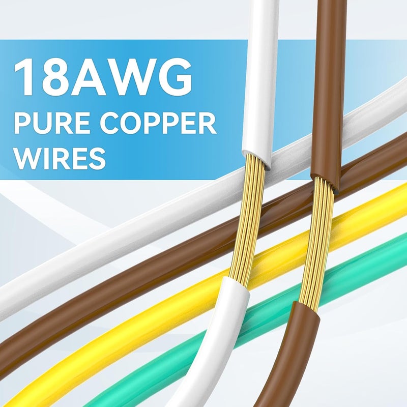 Tecreddy 4 Pin Trailer Wire Extension, 24 inch, 4 Way Flat Trailer Light Plug Connector with Dust Cover, 18AWG Pure Copper Wiring Harness Extender with Loom Tubing Protection - Image 3